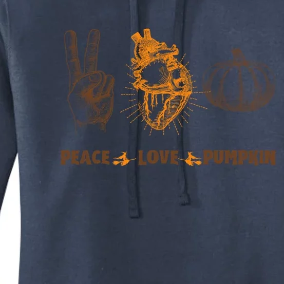 Halloween Skeleton Peace Love Pumpkin Heart Costume Gift Women's Pullover Hoodie