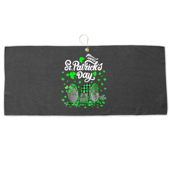 Happy St Patrick's Day Three Gnomes Shamrock Essential Large Microfiber Waffle Golf Towel