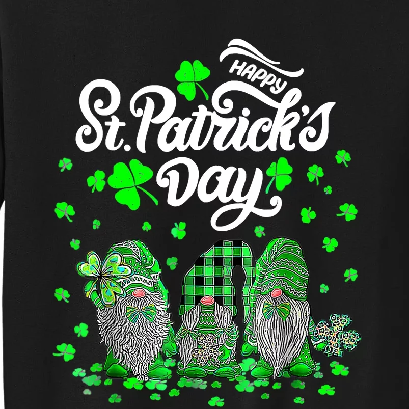 Happy St Patrick's Day Three Gnomes Shamrock Essential Tall Sweatshirt