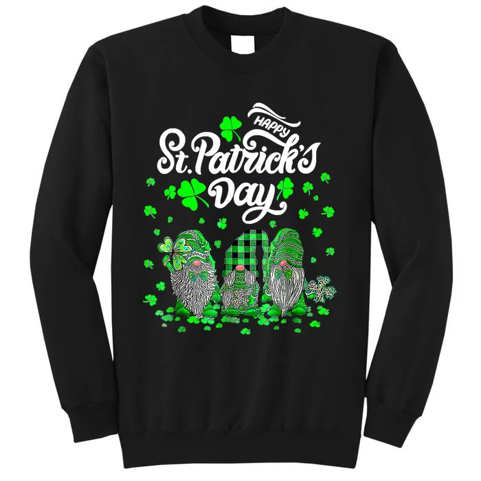 Happy St Patrick's Day Three Gnomes Shamrock Essential Tall Sweatshirt