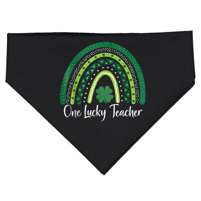 Happy St Patricks Day Cute One Lucky Teacher Rainbow Outfit USA-Made Doggie Bandana