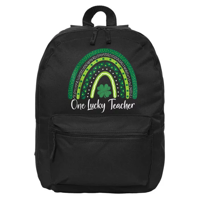 Happy St Patricks Day Cute One Lucky Teacher Rainbow Outfit 16 in Basic Backpack