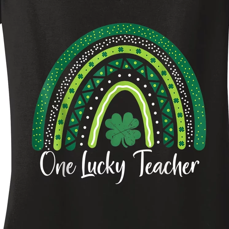 Happy St Patricks Day Cute One Lucky Teacher Rainbow Outfit Women's V-Neck T-Shirt