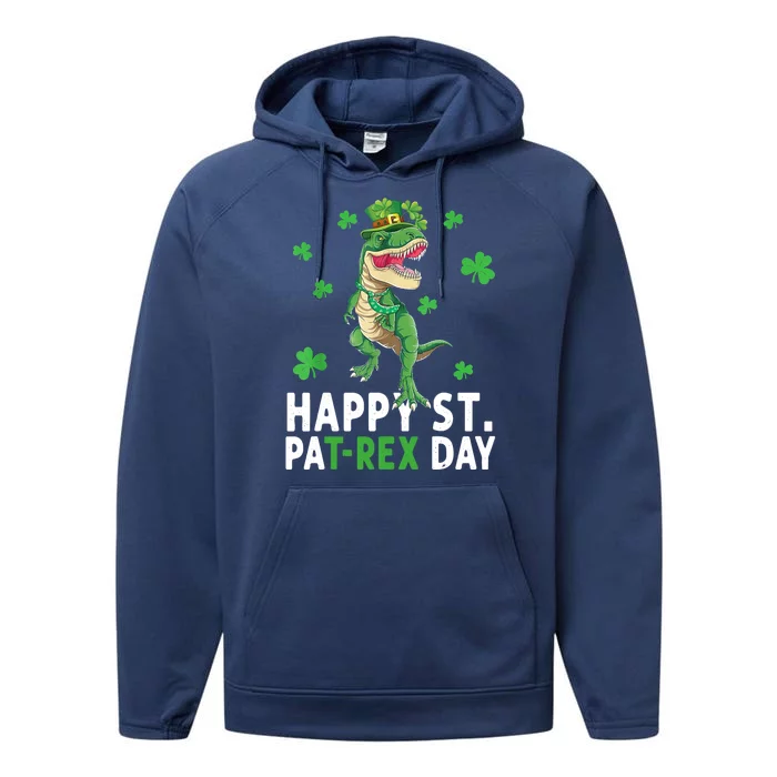 Happy St Patrick's Day T Rex Performance Fleece Hoodie