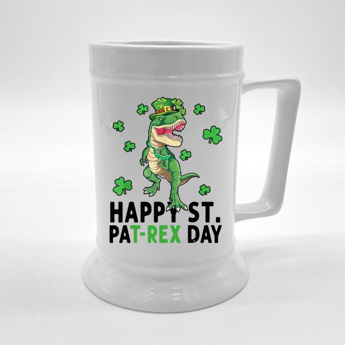 Happy St Patrick's Day T Rex Front & Back Beer Stein