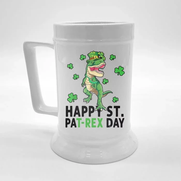 Happy St Patrick's Day T Rex Front & Back Beer Stein