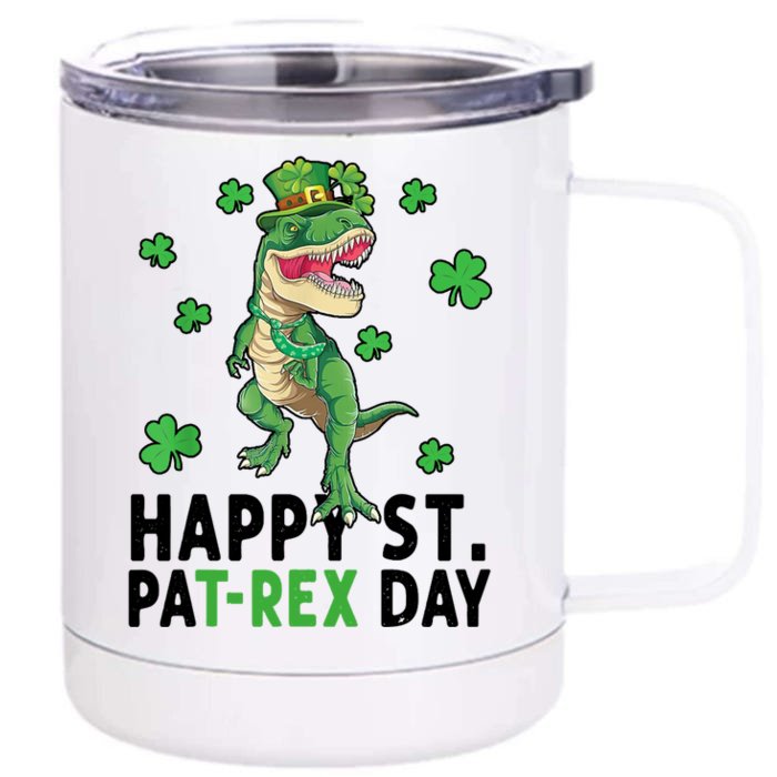 Happy St Patrick's Day T Rex Front & Back 12oz Stainless Steel Tumbler Cup