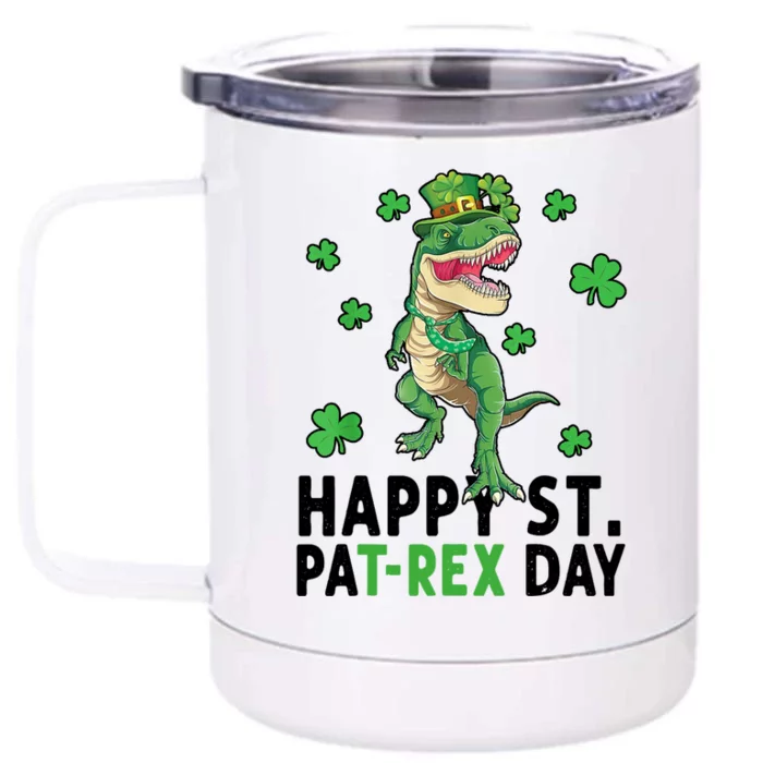 Happy St Patrick's Day T Rex Front & Back 12oz Stainless Steel Tumbler Cup