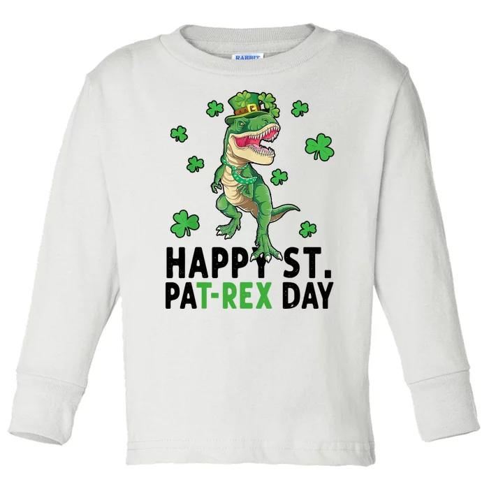 Happy St Patrick's Day T Rex Toddler Long Sleeve Shirt