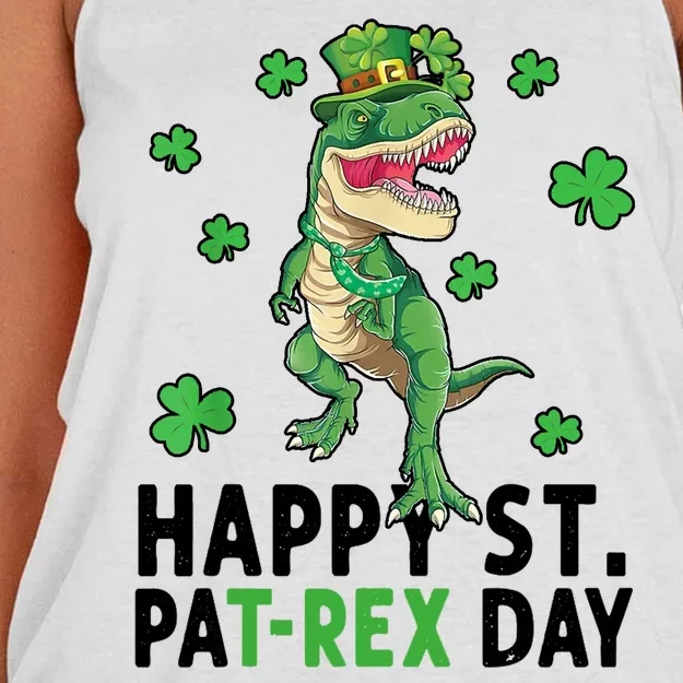 Happy St Patrick's Day T Rex Women's Knotted Racerback Tank