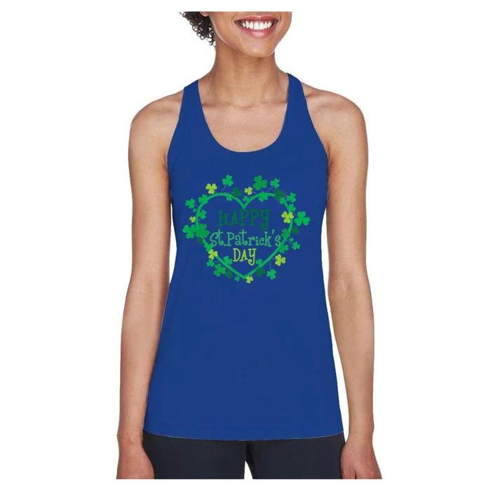 Happy St Patrick's Day Funny Saint Patrick Irish Cute Gift Women's Racerback Tank