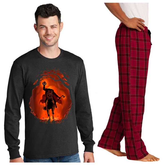 Halloween Scary Pumpkin Headless Horseman Long Sleeve Pajama Set