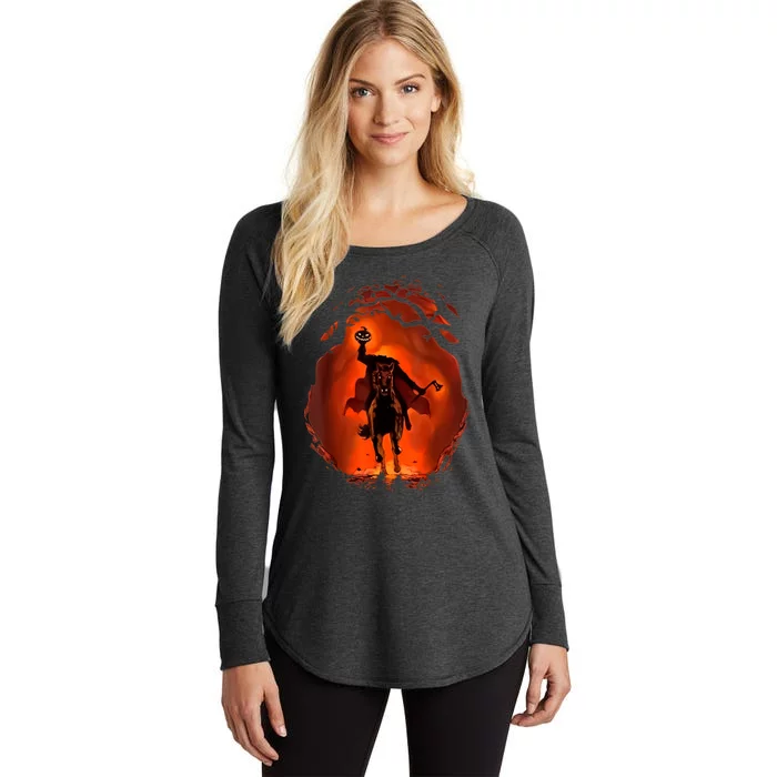 Halloween Scary Pumpkin Headless Horseman Women's Perfect Tri Tunic Long Sleeve Shirt