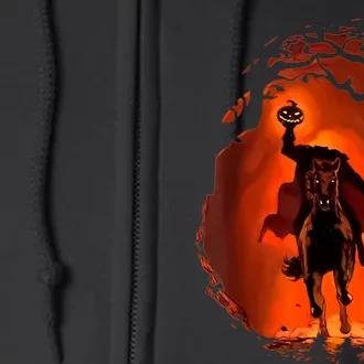 Halloween Scary Pumpkin Headless Horseman Full Zip Hoodie