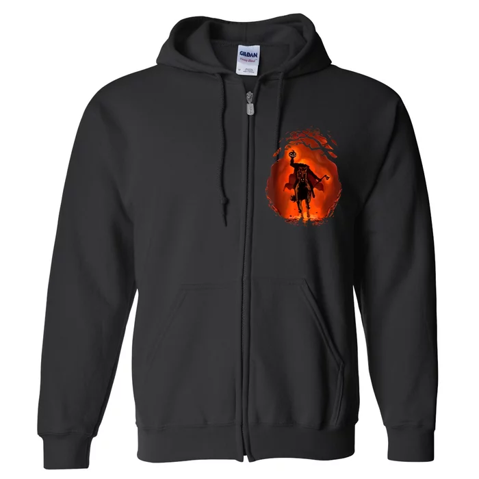 Halloween Scary Pumpkin Headless Horseman Full Zip Hoodie