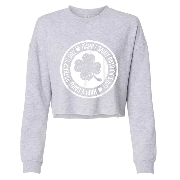 Happy St Patricks Day Irish Holiday Shamrock Cropped Pullover Crew