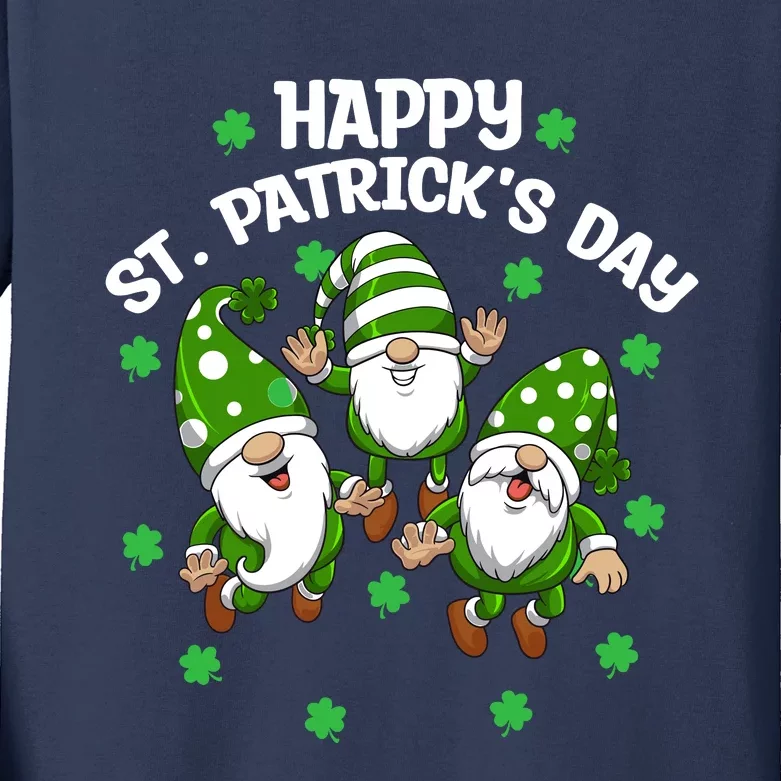 Happy St PatrickS Day Three Gnomes Truck St Patricks Day Kids Long Sleeve Shirt