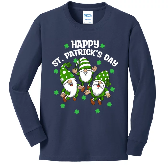 Happy St PatrickS Day Three Gnomes Truck St Patricks Day Kids Long Sleeve Shirt