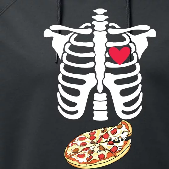 Halloween Skeleton Pregnancy Pizza Xray Dad To Be Performance Fleece Hoodie