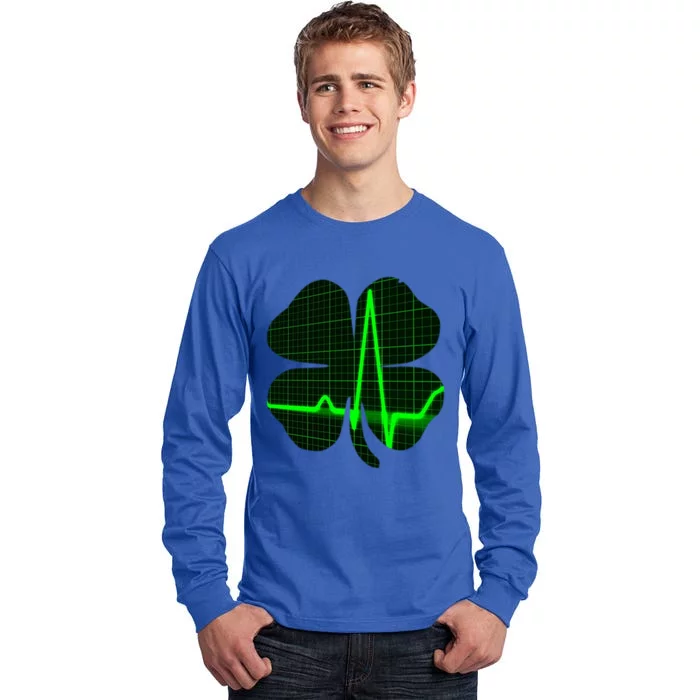 Happy St Patrick's Day Heartbeat Nurses Health Care Workers Gift Tall Long Sleeve T-Shirt