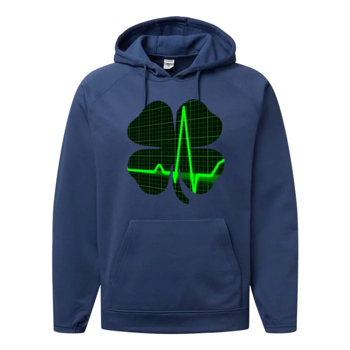 Happy St Patrick's Day Heartbeat Nurses Health Care Workers Gift Performance Fleece Hoodie