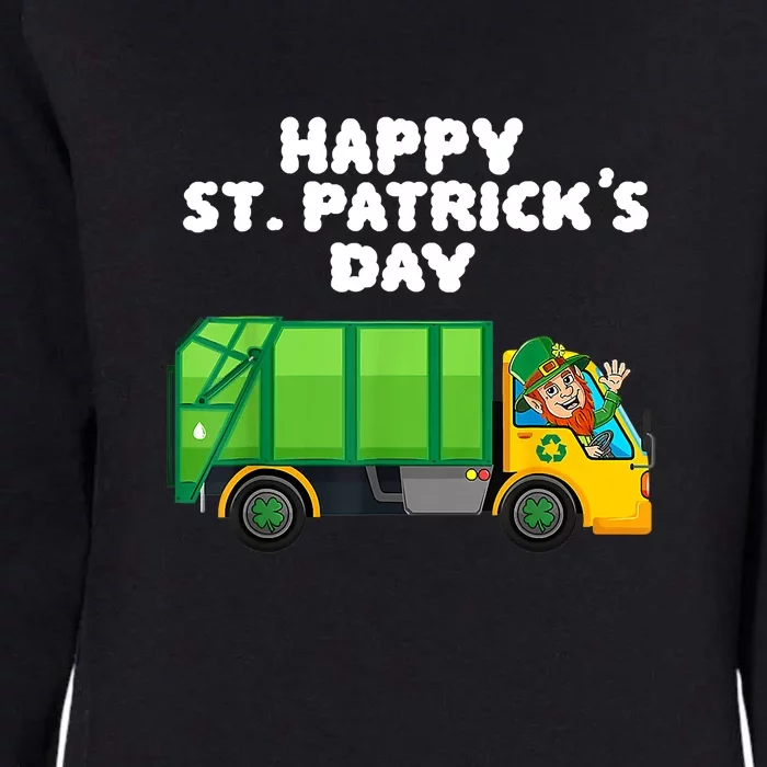 Happy St Patricks Day Leprechaun Garbage Truck Kids Womens California Wash Sweatshirt