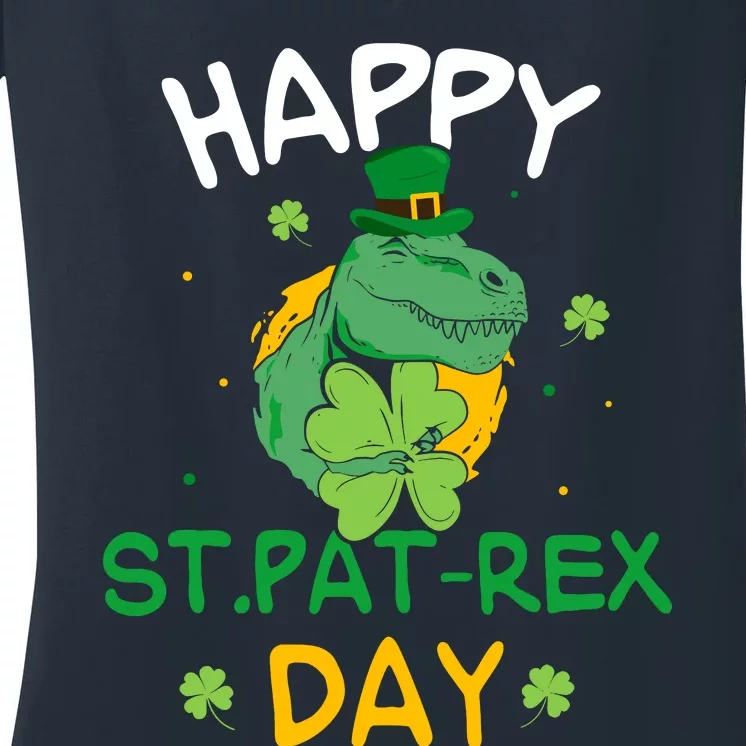 Happy St Pat Rex Day St Patricks Dinosaur Boy Women's V-Neck T-Shirt