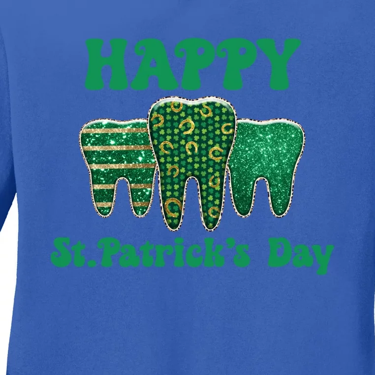 Happy St Patrick's Day Cute Tooth Dentist Meaningful Gift Ladies Long Sleeve Shirt