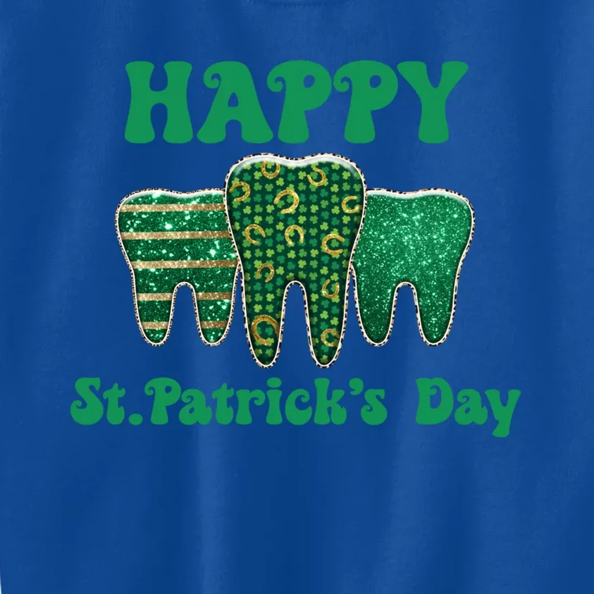 Happy St Patrick's Day Cute Tooth Dentist Meaningful Gift Kids Sweatshirt