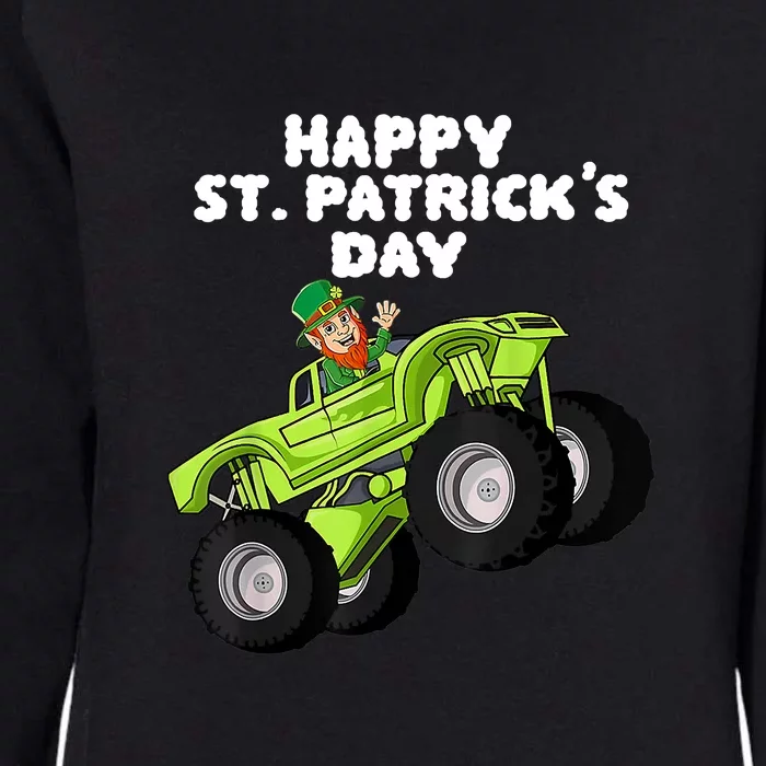 Kids Happy St Patricks Day Leprechaun Monster Truck Womens California Wash Sweatshirt