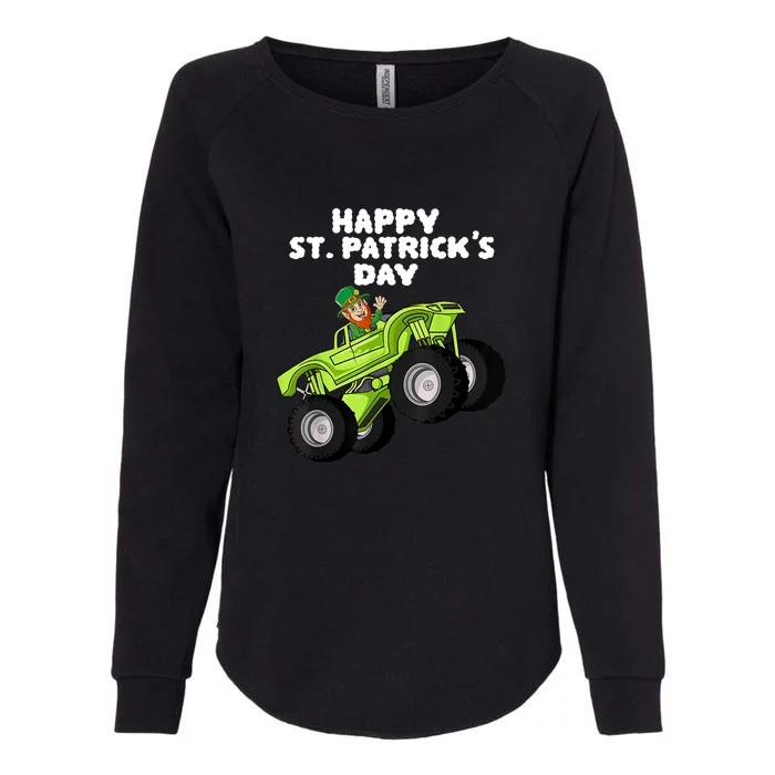 Kids Happy St Patricks Day Leprechaun Monster Truck Womens California Wash Sweatshirt