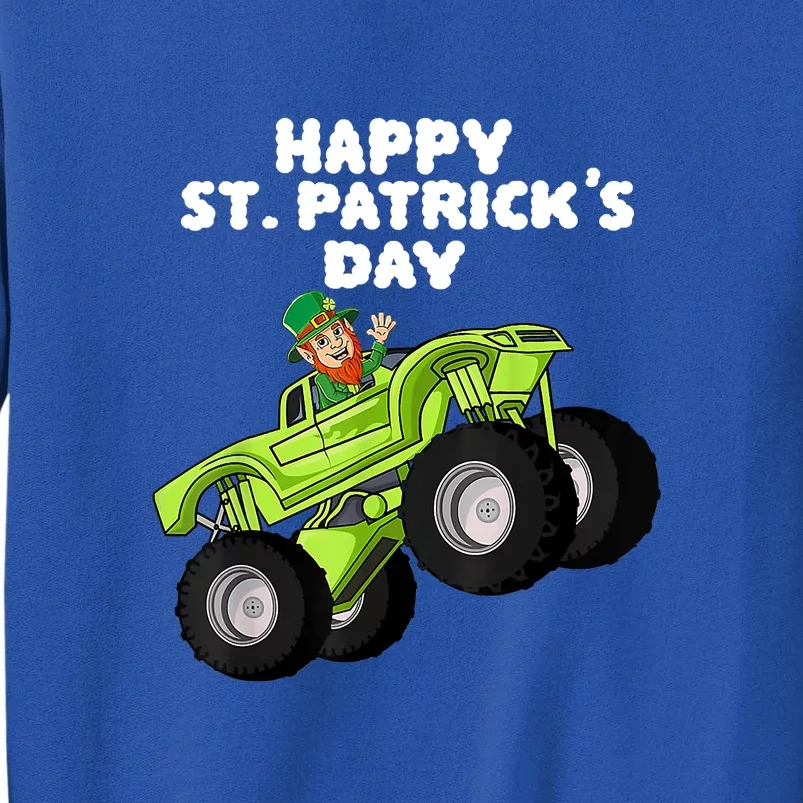 Kids Happy St Patricks Day Leprechaun Monster Truck Sweatshirt