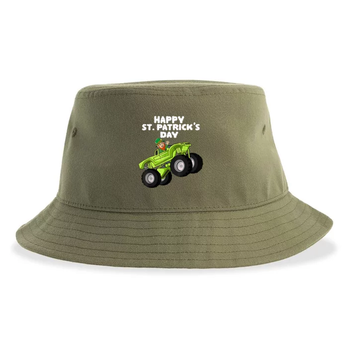 Kids Happy St Patricks Day Leprechaun Monster Truck Sustainable Bucket Hat