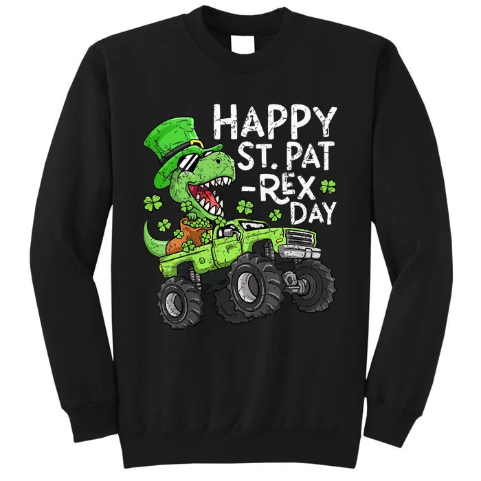 Happy St Patrex St Patricks Day Dinosaur Monster Truck Tall Sweatshirt