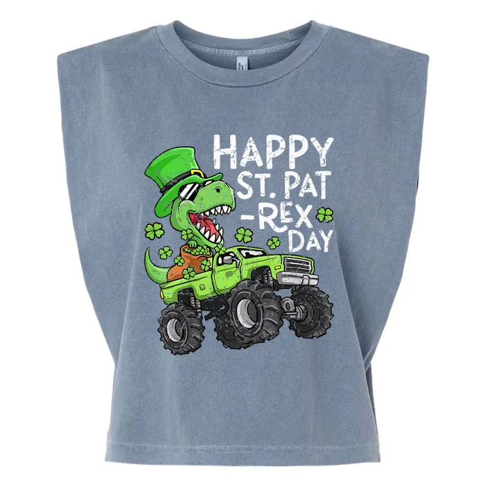 Happy St Patrex St Patricks Day Dinosaur Monster Truck Garment-Dyed Women's Muscle Tee