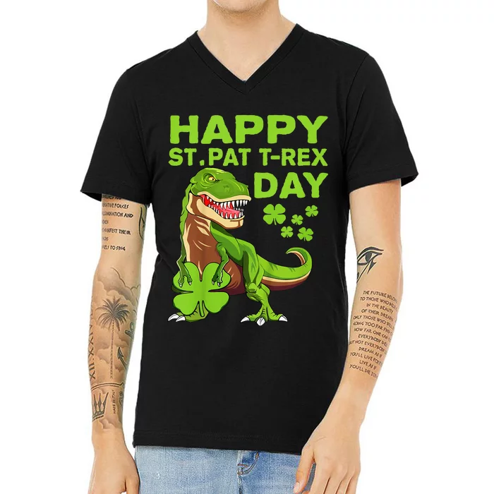 Happy St Pat Trex Day Dino St Patricks Day Gift V-Neck T-Shirt