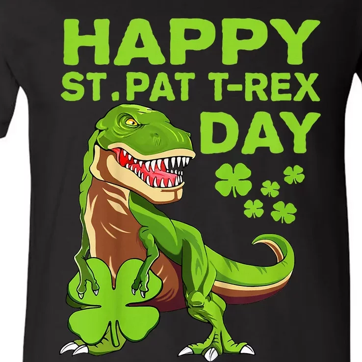 Happy St Pat Trex Day Dino St Patricks Day Gift V-Neck T-Shirt