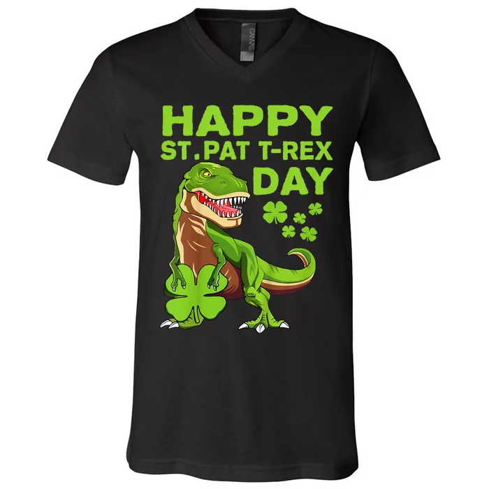 Happy St Pat Trex Day Dino St Patricks Day Gift V-Neck T-Shirt