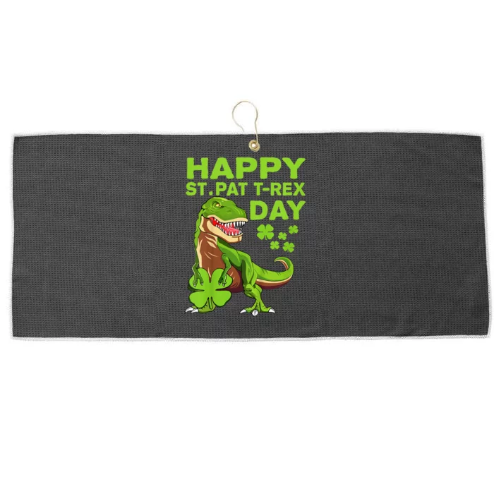 Happy St Pat Trex Day Dino St Patricks Day Gift Large Microfiber Waffle Golf Towel