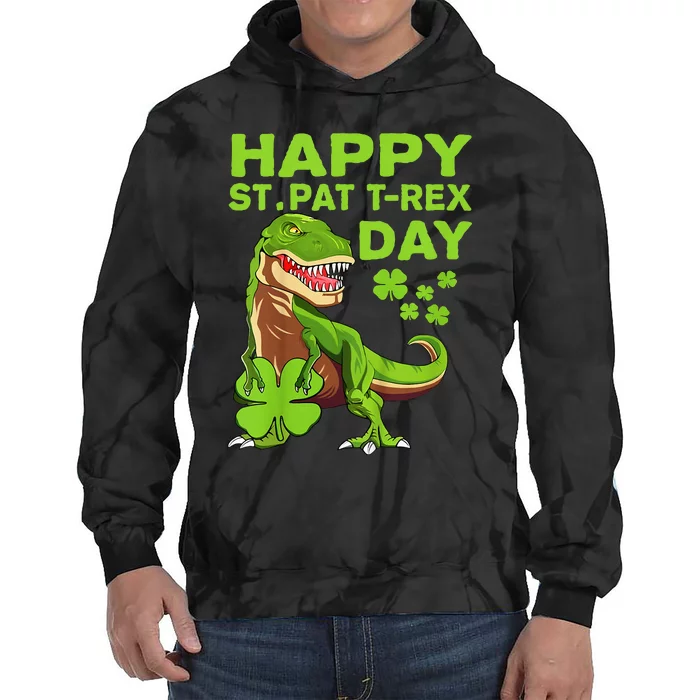 Happy St Pat Trex Day Dino St Patricks Day Gift Tie Dye Hoodie