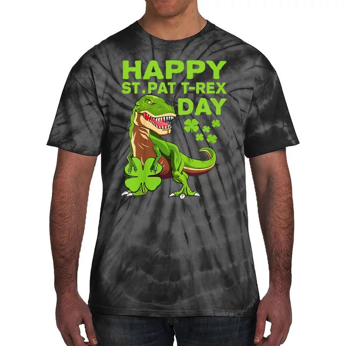 Happy St Pat Trex Day Dino St Patricks Day Gift Tie-Dye T-Shirt