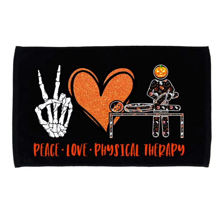 Halloween Skeleton Peace Love Physical Therapy Gift Microfiber Hand Towel