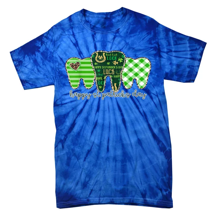 Happy St Patrick's Day Teeth Dental Assistant Dentist Gift Tie-Dye T-Shirt