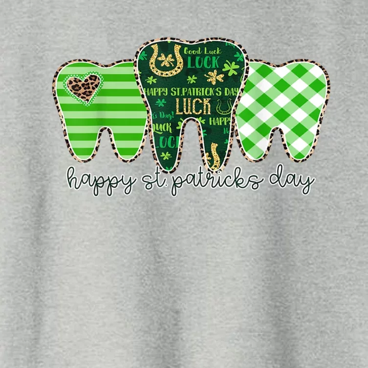 Happy St Patrick's Day Teeth Dental Assistant Dentist Gift Women's Crop Top Tee