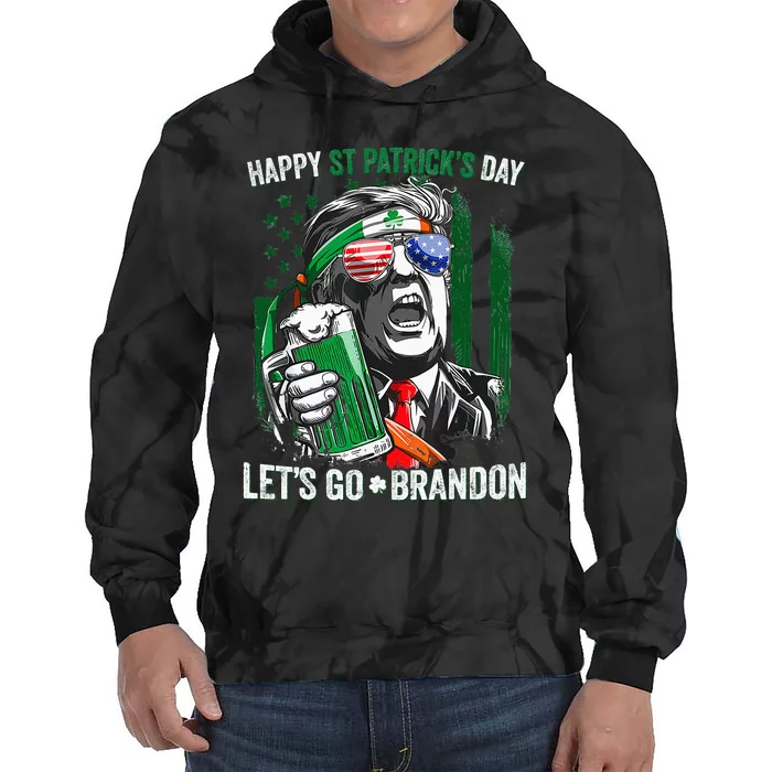 Happy St Patricks day Let's Go Beer Brandon Trump Leprechaun Tie Dye Hoodie