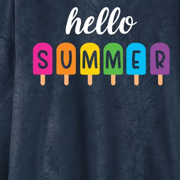 Hello Summer Popsicle Colorful Hooded Wearable Blanket