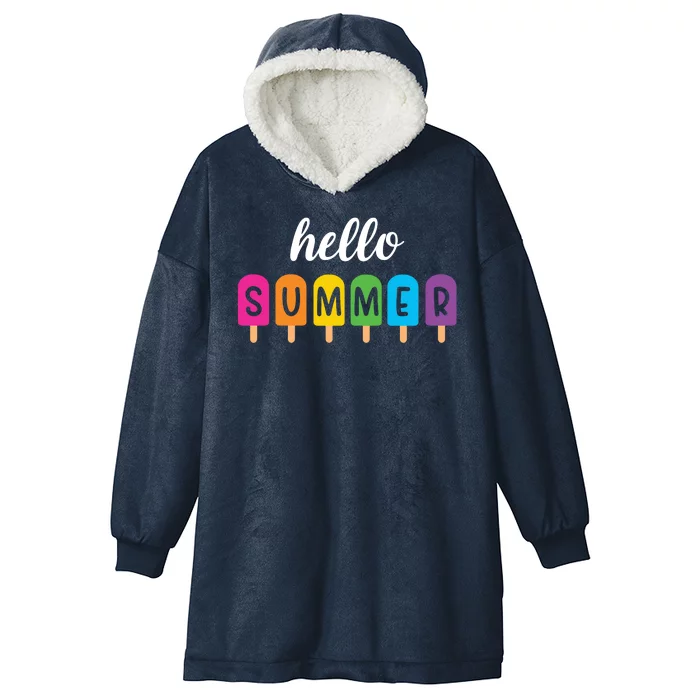 Hello Summer Popsicle Colorful Hooded Wearable Blanket