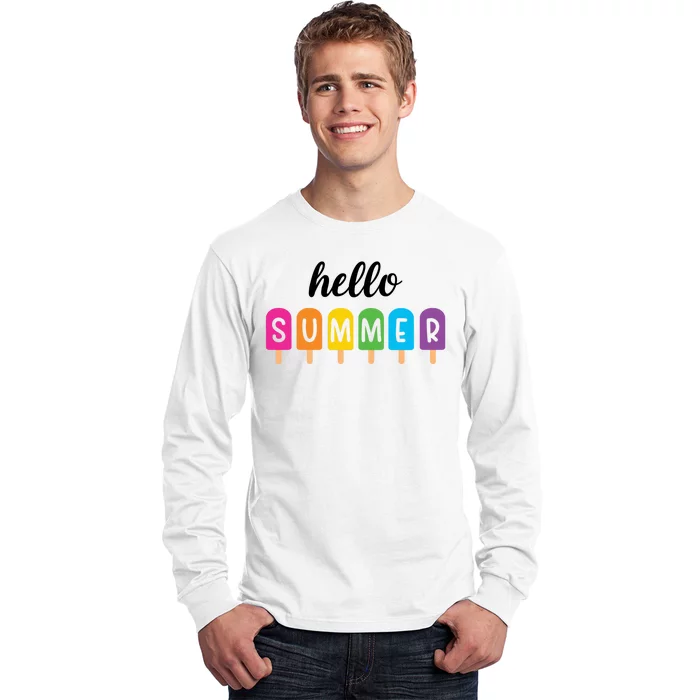 Hello Summer Popsicle Colorful Long Sleeve Shirt