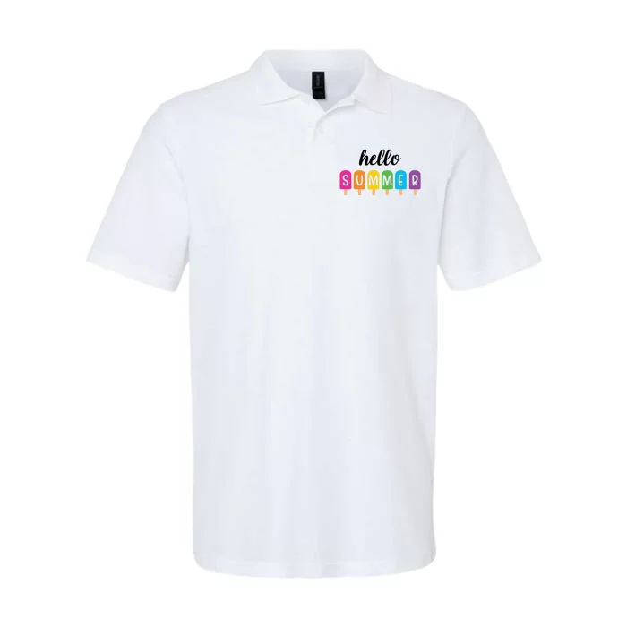 Hello Summer Popsicle Colorful Softstyle Adult Sport Polo