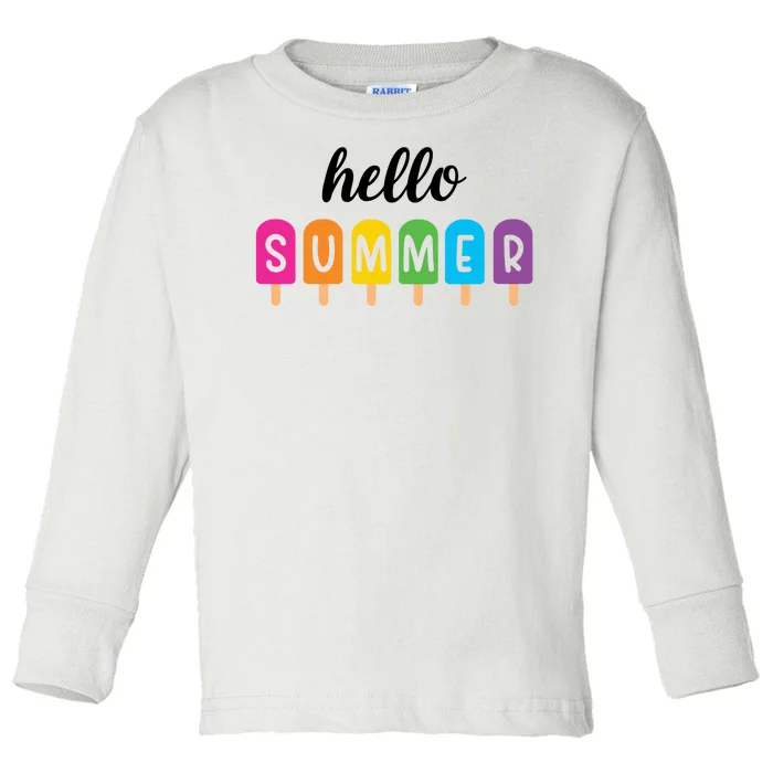 Hello Summer Popsicle Colorful Toddler Long Sleeve Shirt